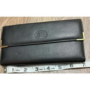 Vintage Buxton Leather Wallet Ensemble Clutch Black Snap Change Purse